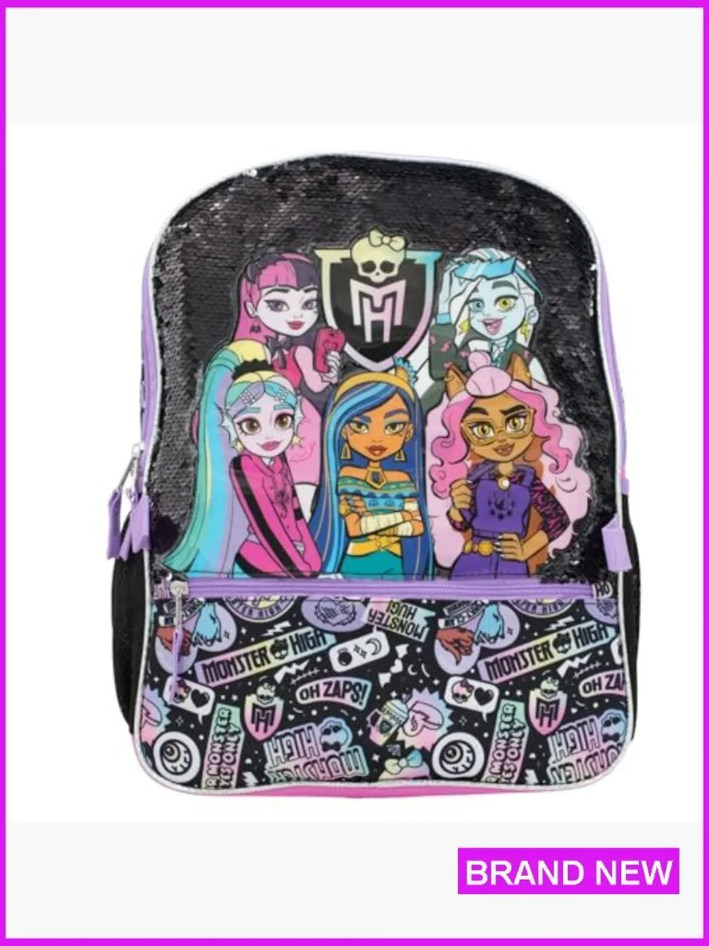 Monster High Backpack Set Flip Sequins School Bag 16 Inch Trendy Girls